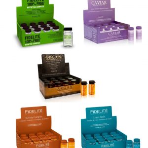 CAJA SURTIDAS X 12 AMPOLLAS FIDELITE ( ARGAN/ KERATINA/ CAVIAR/ LINO/ FREE )