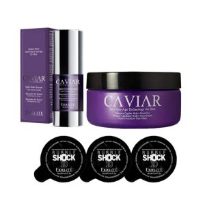 KIT REGALO- 1 MASCARA CAVIAR + 3 AMPOLLAS BUBBLE SHOK + 1 SERUM REPARADOR CAVIAR 30ML.